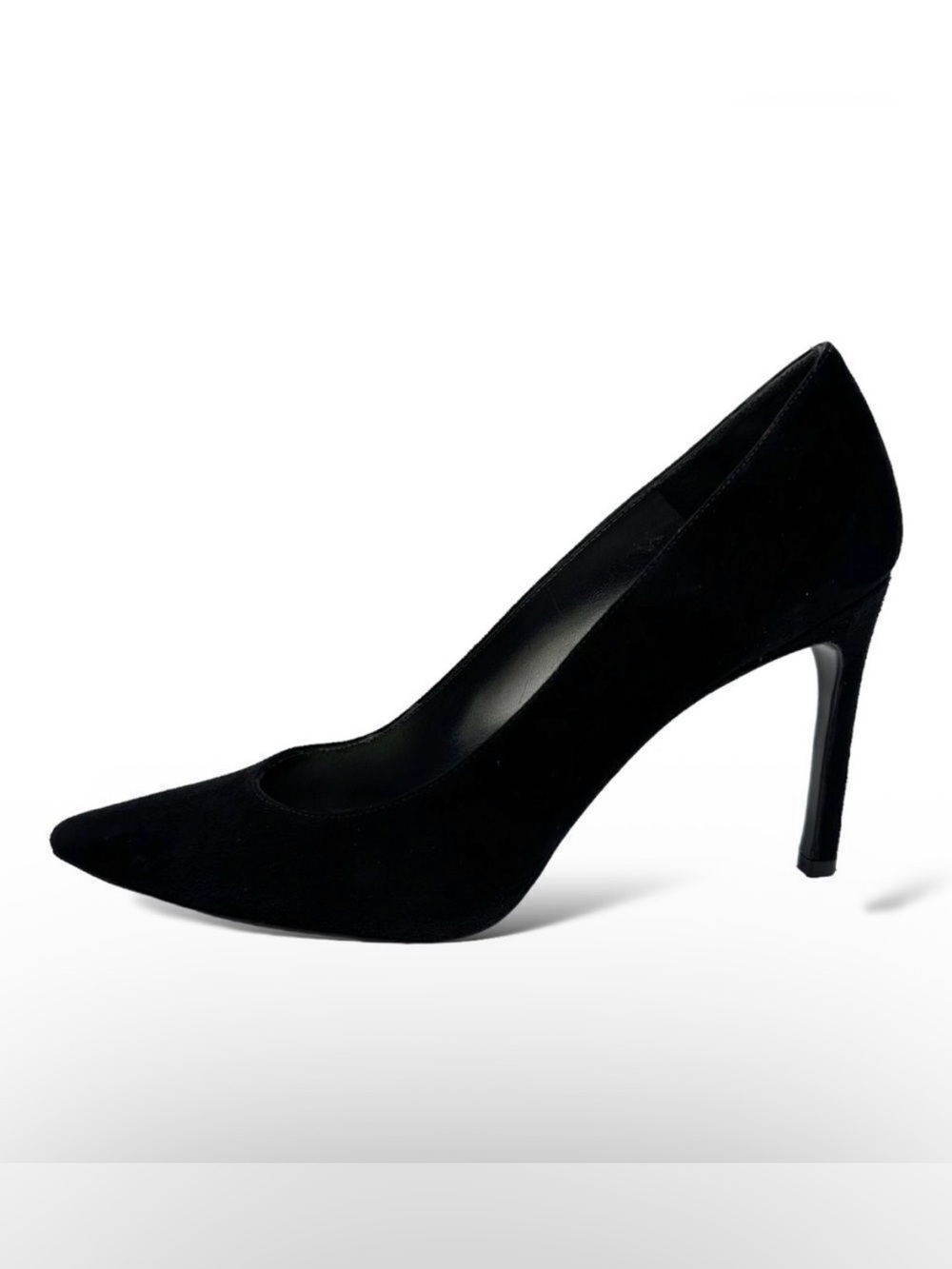 STUART WEITZMAN Power 100 Pump Black Suede Pointed Toe Heels 👠 - Picture 4 of 5
